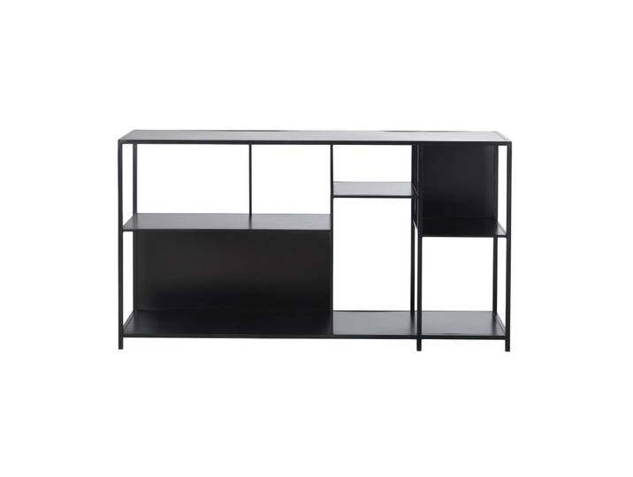 Niedriges Metallregal mit schwarzer Oberfläche, 140 cm