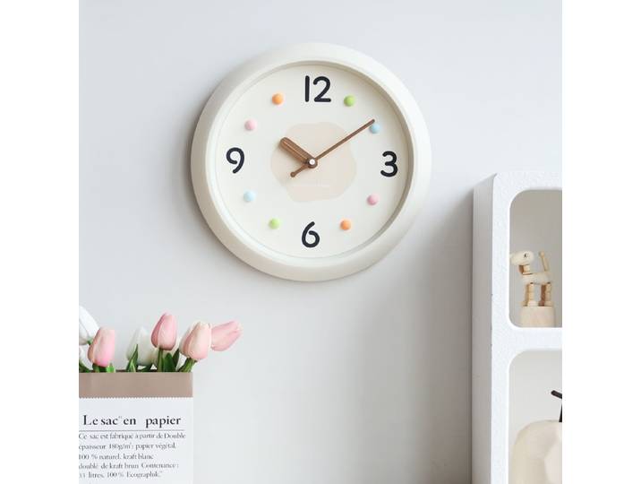 Horloges murales modernes simples et silencieuses, horloges murales rondes blanches de luxe, horloges murales mignonnes pour le salon, pointeur en bois, décoration artistique tendance pour la maison