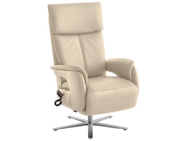 Cantus Relaxsessel, Ecru, Metall, Echtleder, Nappaleder, Longlife-Leder, 70x124x85 cm, Fußauswahl, Lederauswahl, Stoffauswahl, Relaxfunktion, Herz-Waage-Funktion, Wohnzimmer, Sessel, Ledersessel