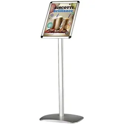 update displays Dekorativer Infoständer A3 mit Rondo-Ecken silber, 42x120x30 cm