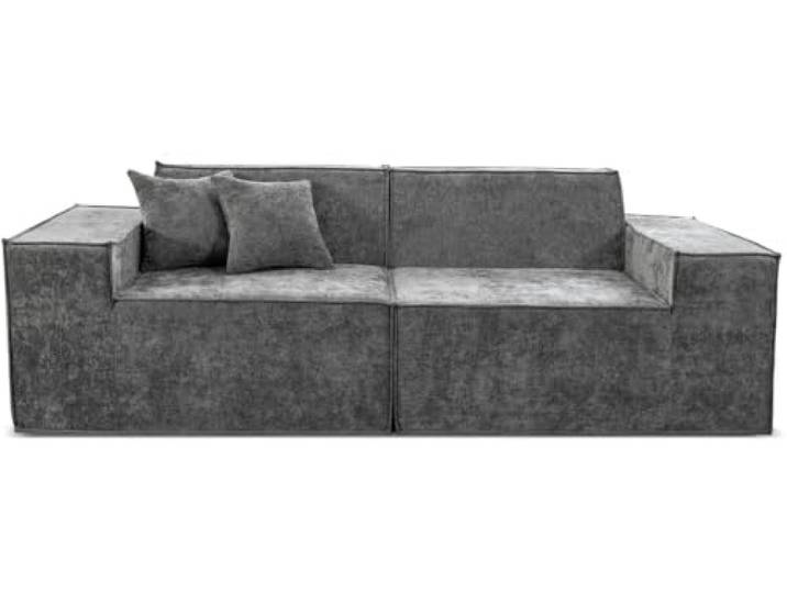 Modulares Einzelsofa Lusso aus strukturiertem Stoff - 3-Sitzer - Grau