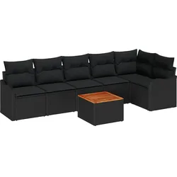vidaXL Garten-Sofa-Set 7 pcs Schwarz
