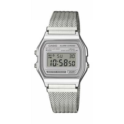 Chronograph CASIO VINTAGE, silberfarben, grau, Armbanduhren, Damen, Chronograph, Quarzuhr, Armbanduhr, Damenuhr, Herrenuhr, Edelstahlarmband, digital