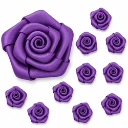 Creativery Satinrosen 3cm 10 Stück Stoffblumen zum Basteln Dekorieren Hochzeit Geschenkverpackung Blütendeko Tischdeko Handarbeit Stoffrosen Deko Blumen Lila