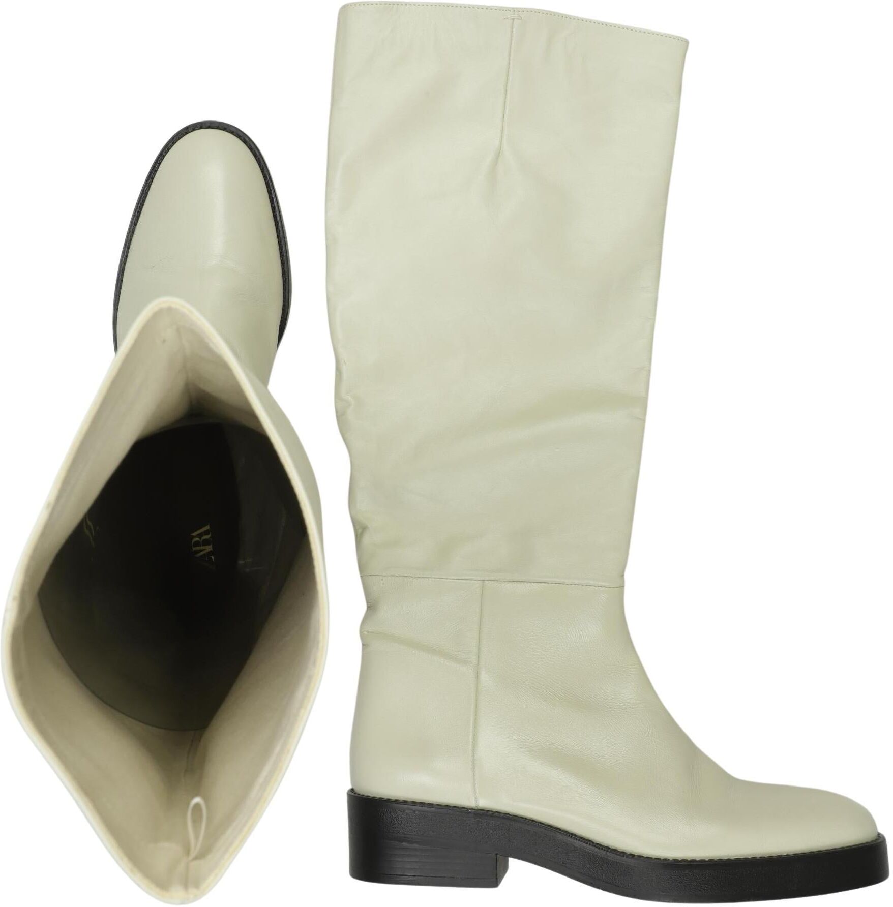 Zara Damen Stiefel, Cremeweiß, Gr. EU 39, Leder - Second Hand