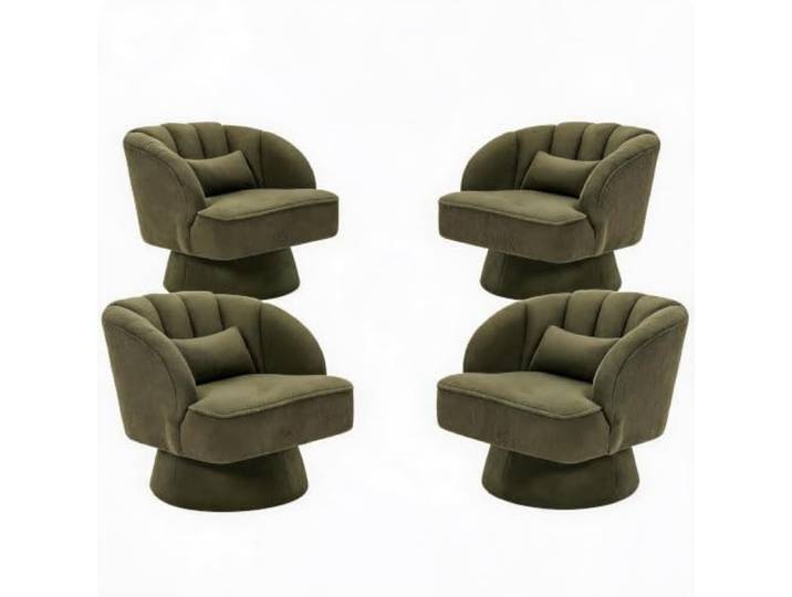 GarveeHome Barhocker 4er-Set Samt 360° Drehbar Polsterung Grün Weiche Polsterung, 360° drehbar, Abgerundete Rückenlehne, Komfortabel, Schlafzimmer