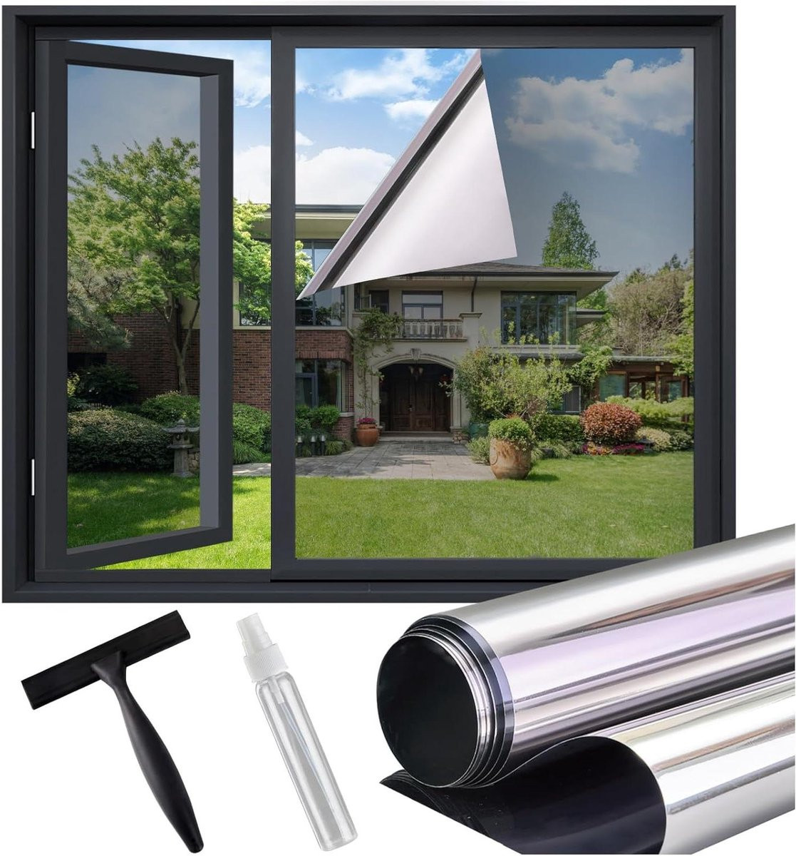 Spiegelfolie Raamfolie Privacy Zilver 60 x 200 cm