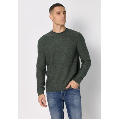 Strickpullover STREET ONE MEN, Herren, Gr. L (42), timeless grün, Web, 80% Baumwolle, 20% Nylon, unifarben, normal normal, Rundhals, Rippbündchen, Pullover Strickpullover, Feinstrick