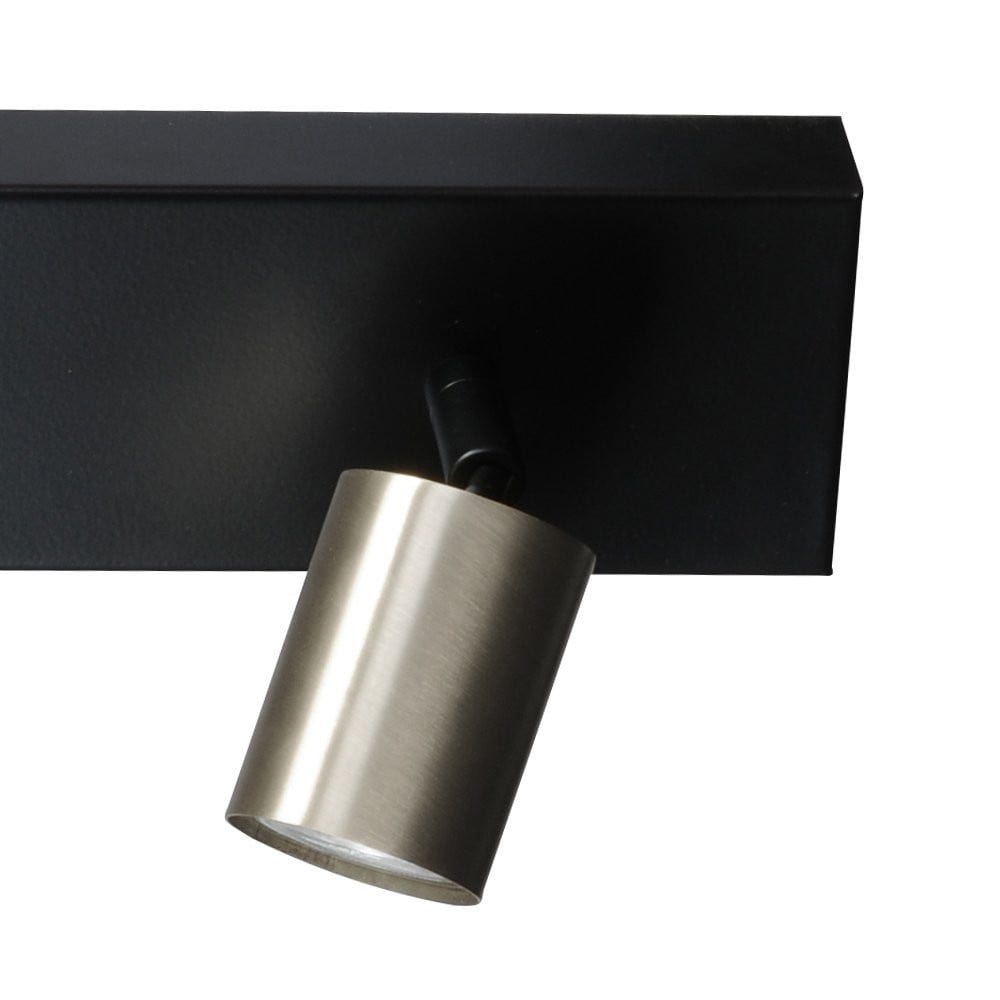 Masterlight Bounce zwarte plafondlamp met 3 nikkel spots