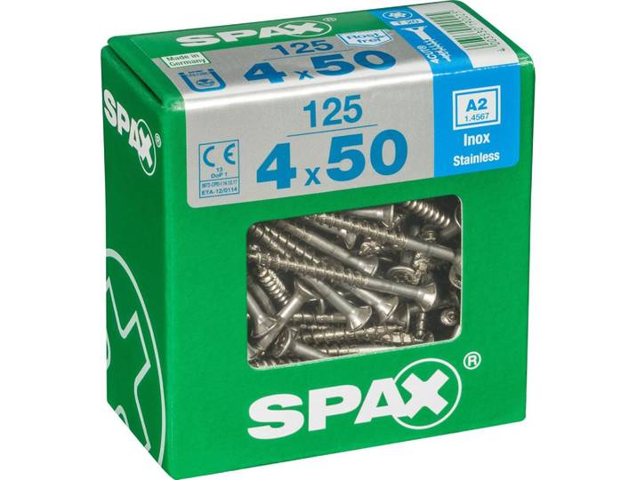 Spax - Lot De 125 Vis Inox Tête Fraisée Torx Diam.4 Mm X L.50 Mm