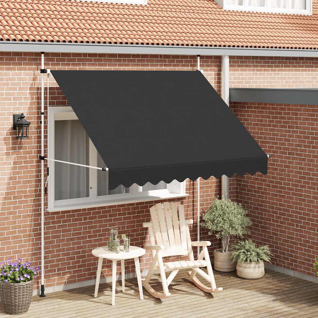 vidaXL Uitschuifbaar zonnescherm handbediend, 250 cm, antraciet