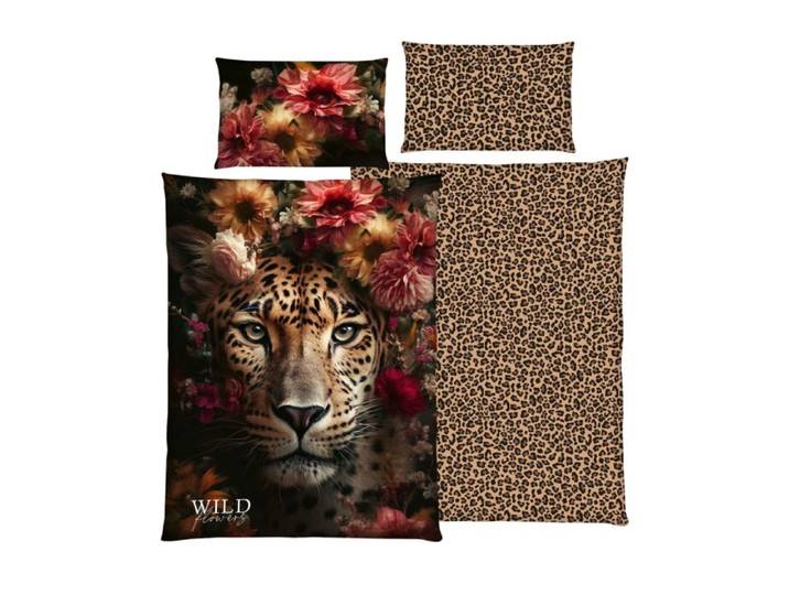 Bettwäsche Leopard Style mit Blumen