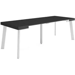 SKRAUT HOME Ausziehbarer Konsolentisch, 222x90x73cm, Für 10 Personen, Holzbeine, Moderner Stil, Schwarz _ 306_6