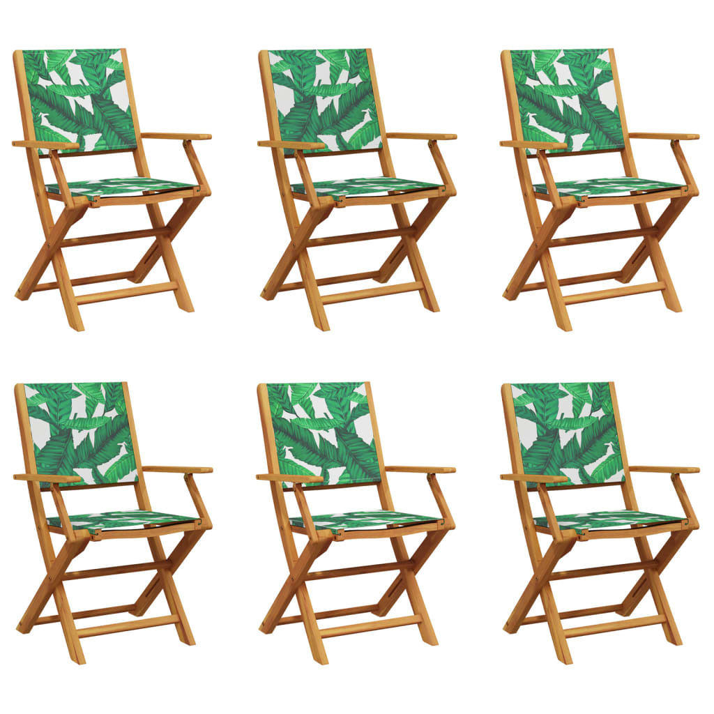 vidaXL Klappstühle, 6 Stück, grüner Stoff und Massivholz