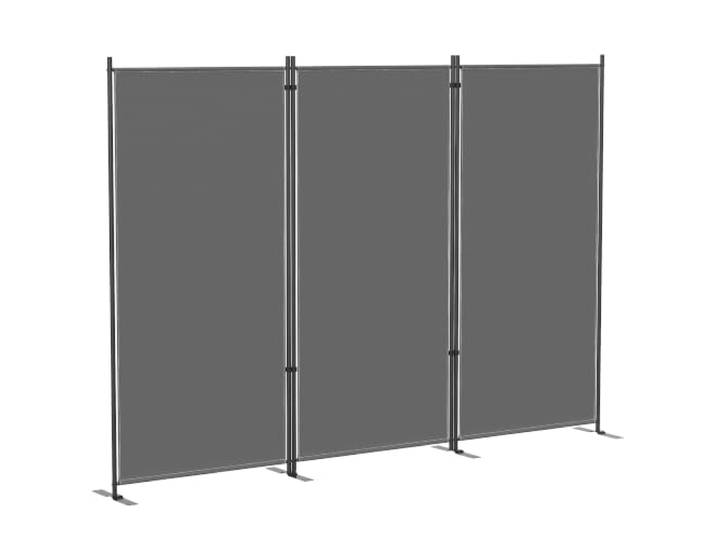 Outsunny Raumteiler 3-Teilig 260 x 34 cm Freistehend Paravent Dunkelgrau Trennwand Sichtschutz aus Metall, Outdoor Raumtrenner, Sichtschutzwand Stellwand, für Garten Balkon Terrasse