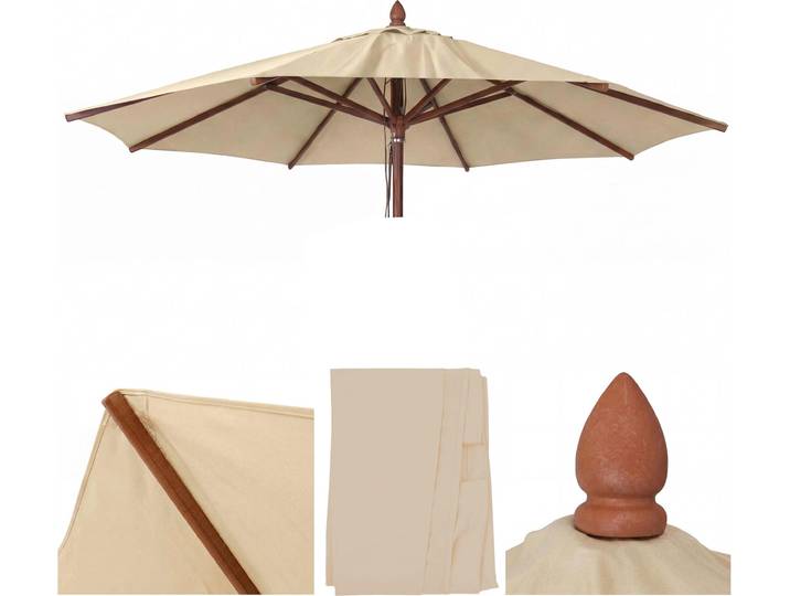 Ersatz-Bezug für Gastronomie Holz-Sonnenschirm HWC-C57b, Sonnenschirmbezug, rund Ø4m Polyester creme