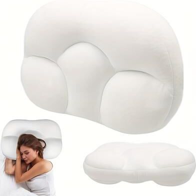 Youfap Market Cloud Pillow, Nap Pillow, Medium Soft Neck Support Pillow, Portable Egg Shaped Pillow white
