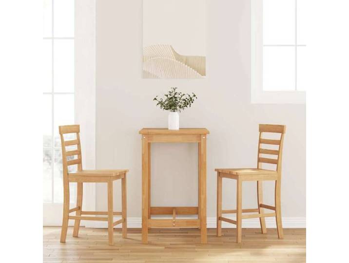 VidaXL Tabourets de bar 2 pcs naturel bois massif d'hévéa chaise chaise de bar de cuisine chaise de restaurant chaise de 4102540