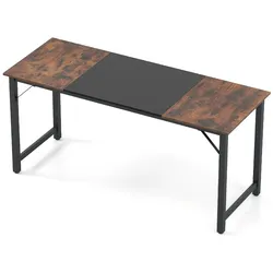 Helloshop26 - Computertisch 160 x 60 cm große Arbeitsfläche elegant und robust Industriestil mattschwarzes Holzwerkstoff 20_0010870