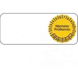König Werbeanlagen Dreifke® Kabelprüfplakette nächster Prüftermin ab 29 gelb/sch - 50x20 mm Folie selbstklebend