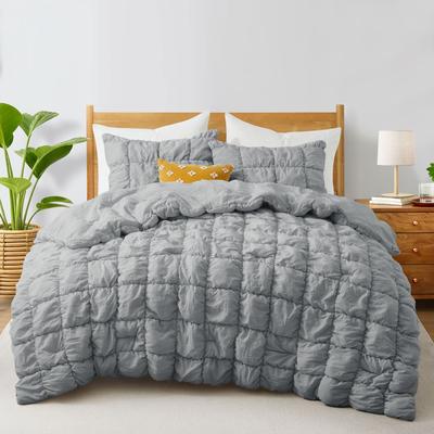 Peace Nest Puff Quilting Comforter Set with Pillowcases, Modern All Season Puffy Bedding Set