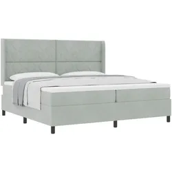 vidaXL, Boxspringbett, Boxspringbett Mit Matratze Samt Hellgrau (200 x 200 cm)