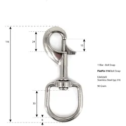 11BAR - Flatpin Boltsnap - 116mm Edelstahl V4A