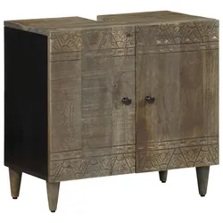 Helloshop26 - Waschtischunterschrank aus massivem Mangoholz elegantes Design Badezimmer 62 x 33 x 58 cm schwarzes Holz 02_0057752