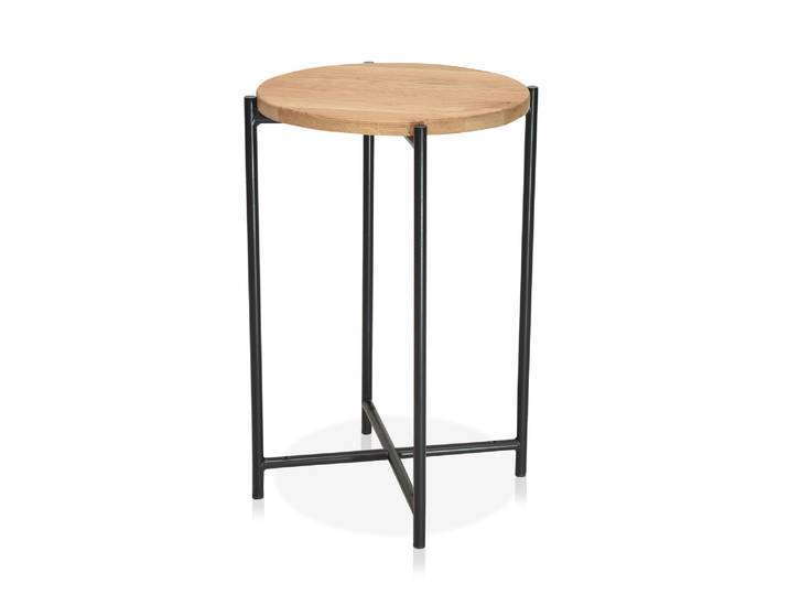 MIRON Beistelltisch, Material Massivholz / Metall, Eiche geölt