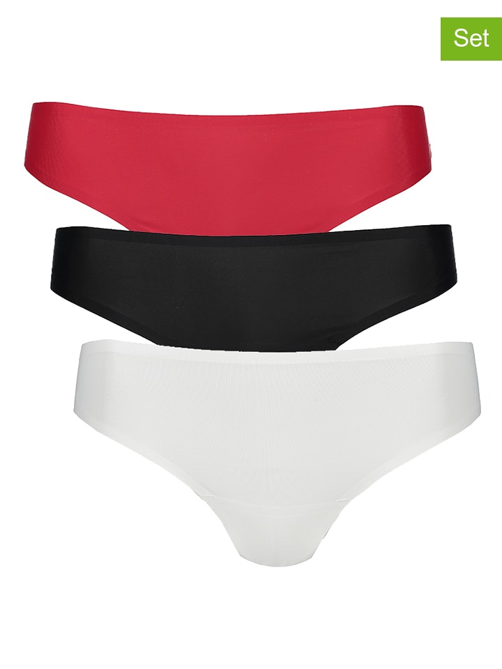 Hunkemöller 3er-Set: String in Rot/ Schwarz/ Weiß - S