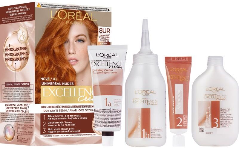 L’Oréal Paris Excellence Universal Nudes coloration cheveux permanente teinte 8UR Universal Copper Light 1 pcs