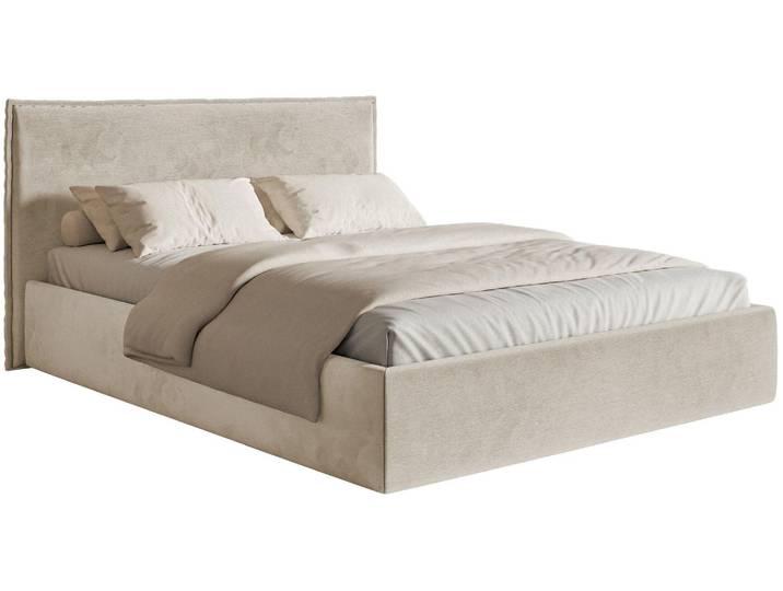 Selsey Softie Slim - Lit Tapissé 200×200 avec Tiroir de Lit et Sommier\, Velours\, beige