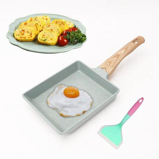 Ibenzoa Tamagoyaki-pan, rechthoekige aluminium koekenpan met PFOA-vrije antiaanbaklaag, geschikt voor gas en inductie