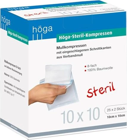 Höga-Kompressen 10x10 cm steril 8fach 25x2 St Kompressen
