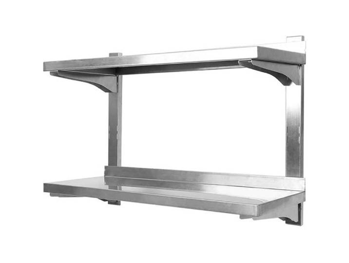Étagère murale en inox - 2 étagères réglables en hauteur - 80*30cm