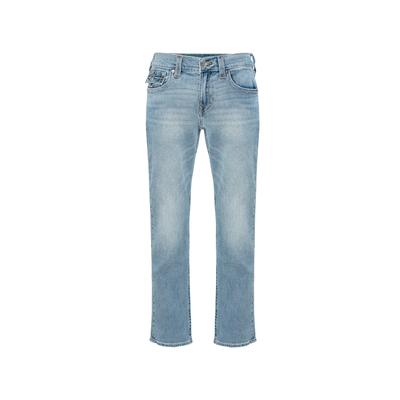 Straight-Jeans TRUE RELIGION "RICKY SN FLAP", Herren, Gr. 32, Länge 32, blau (brilliant med wash), Denim/Jeans, Obermaterial: 98% Baumwolle, 2% Elasthan, leichte Abriebeffekte, straight fit lang, Jeans Straight-Jeans, Baumwollmischung, straight fit