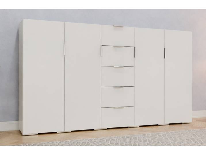 Wohnzimmer Highboard nach Maß - RAL 9010 Reinweiß - 140x250x44cm - Individuell konfigurieren