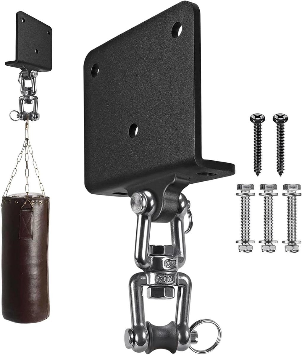 Bokszak Ophangsysteem Zwart - Plafondbevestiging voor Zware Zakken - 360 Graden Draaiend - 10.5 x 9.5 cm