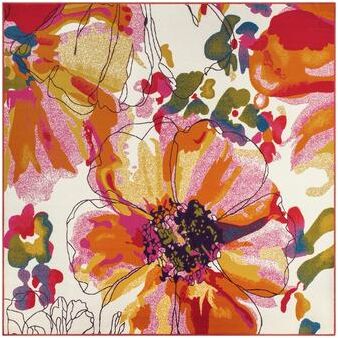 World Rug Gallery Modern Bright Flowers Non-Slip Area Rug Multi