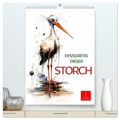 Einzigartig - dieser Storch (hochwertiger Premium Wandkalender 2026 DIN A2 hoch), Kunstdruck in Hochglanz