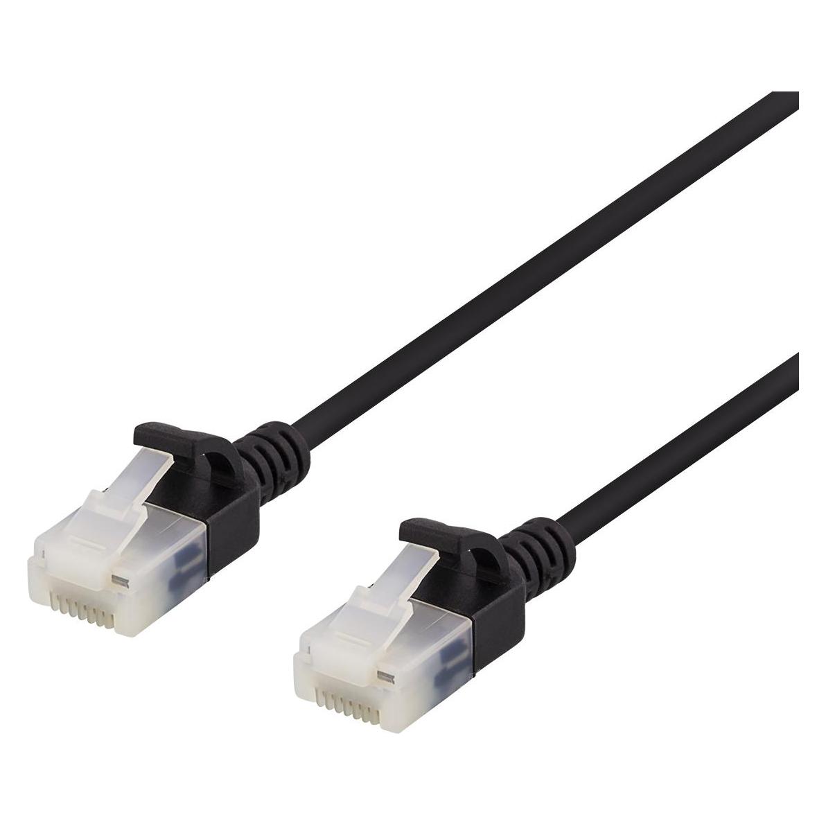 Deltaco TP-kabel CAT6a U/UTP slim 1m svart (U/UTP, CAT6a, 1 m) (UUTP-1027)