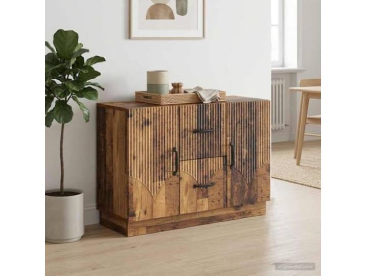 ZXQVLMRS Sideboard Altholz Wohnzimmer Kommode Holzwerkstoff 89x34.5x57 cm Stauraum mit 2 Schubladen, 2 Schwenktüren, Stabile Konstruktion