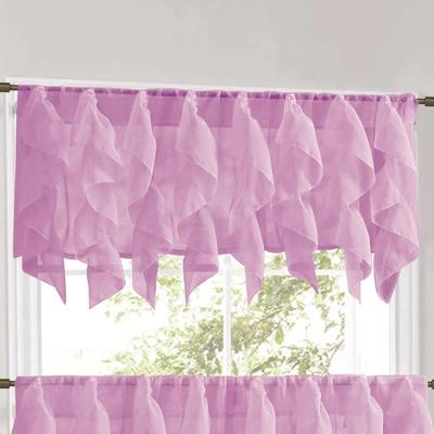 Sweet Home Collection Lavender Vertical Ruffled Waterfall Valance and Curtain Tiers - Dusty Lavender