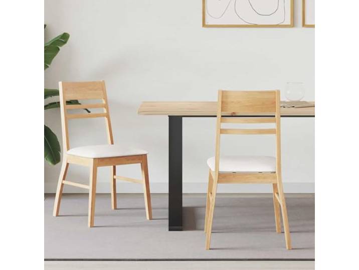 HMDNGOUT Esszimmerstühle 2 STK Gummiholz Natur 43 x 54 x 89 cm Massives Gummiholz, veredelte Rückenlehne, quadratische Beine, ergonomisch, leicht abwischbar, für Esszimmer, Küche,