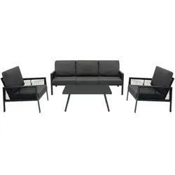 4-teilige Aluminium-Sofagarnitur – Anthrazitgrau