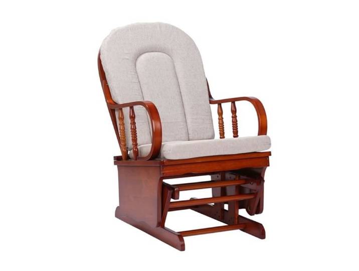 Fauteuil à bascule balançoire en bois avec coussin beige - LONDON