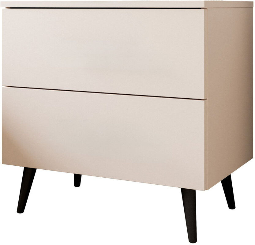 George Oliver Nassawadox 55cm W Metal Bedside Table Cashmere/Black 55cm H X 55cm W X 37cm D