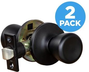 Design House Terrace Matte Black Passage Hall and Closet Door Knob, 2-Pack