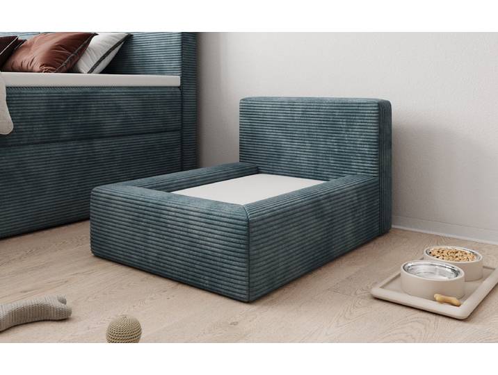 Hundebett LupoLounge 80 × 60 cm in Cord - 80x60 cm - Vintage Blau - Cord - Luxusbetten24
