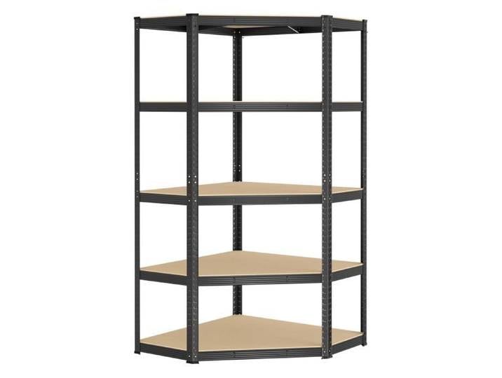 Étagères d'Angle en Acier SONGMICS - Capacité 875 kg - Noir d'encre et Beige Naturel